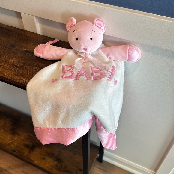 BABY GANZ BABY pink BEAR Security lovey with silky trim puppet 2000 - Picture 1 of 8